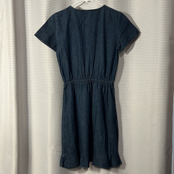 J. Crew Mercantile Denim Jean Ruffle Faux Wrap Dress Sz XXS - Picture 2 of 10